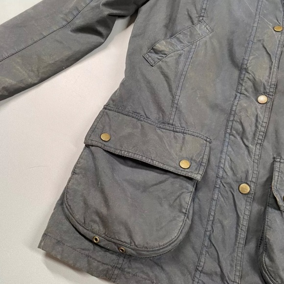 Women's Barbour Vintage Beadnell Wax Jacket Dark Blue size UK14 US10 - Picture 3 of 16